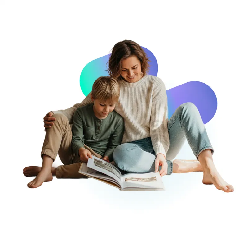 Madre leyendo con su hijo